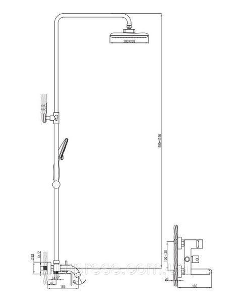 Душова система BILA DESNE (змішувач для ванни, верхній та ручний душ 3 режими, шланг 1,5м) zmishuvach-220 фото