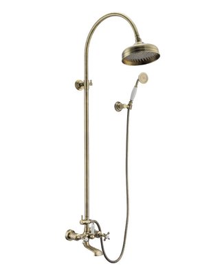 Душевая система Cuthna antiqua (двухвентильный смеситель для ванны, верхний и ручной душ), бронза zmishuvach-227 фото
